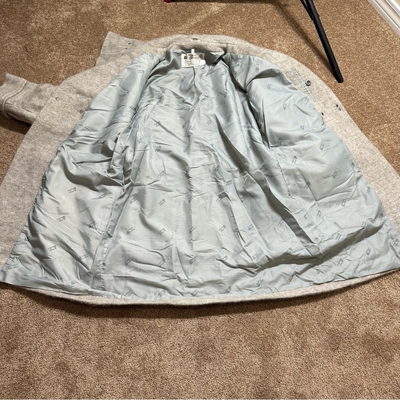 Wool Coat Alafoss of Iceland Icewool Gray Funnel Neck Mid Length Vtg Size Large - Picture 13 of 16